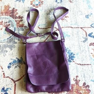 Purple leather Bag with adjustable straps